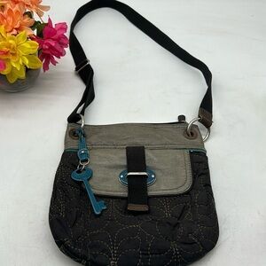 Fossil Vintage KeyPer Gray Teal Crossbody Bag BP4929E